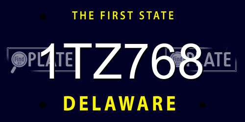 1TZ768 Delaware License Plate