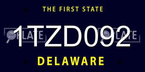 1TZD092 Delaware License Plate