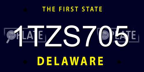 1TZS705 Delaware License Plate