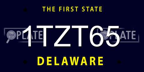 1TZT65 Delaware License Plate