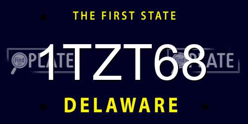 1TZT68 Delaware License Plate