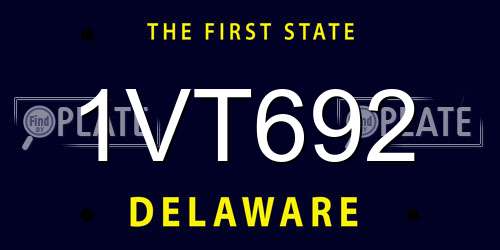 1VT692 Delaware License Plate