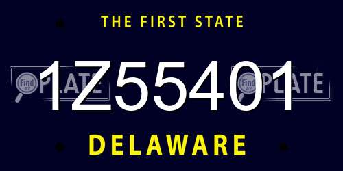 1Z55401 Delaware License Plate