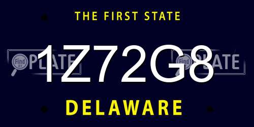 1Z72G8 Delaware License Plate