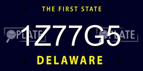 1Z77G5 Delaware License Plate