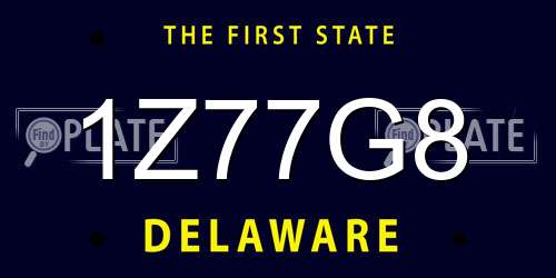 1Z77G8 Delaware License Plate