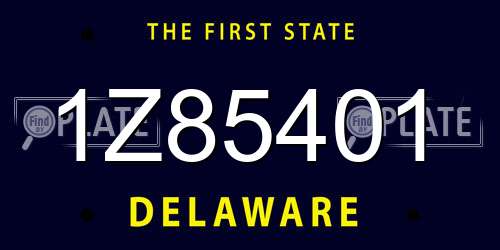 1Z85401 Delaware License Plate