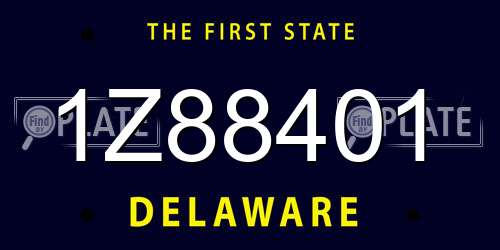 1Z88401 Delaware License Plate