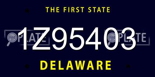 1Z95403 Delaware License Plate
