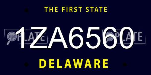 1ZA6560 Delaware License Plate
