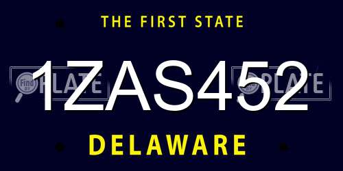 1ZAS452 Delaware License Plate