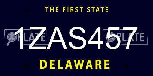 1ZAS457 Delaware License Plate