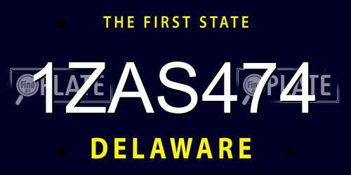1ZAS474 Delaware License Plate