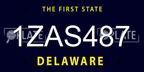1ZAS487 Delaware License Plate