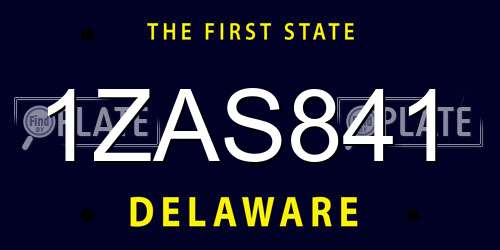 1ZAS841 Delaware License Plate