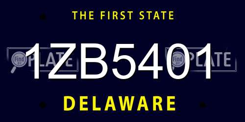 1ZB5401 Delaware License Plate