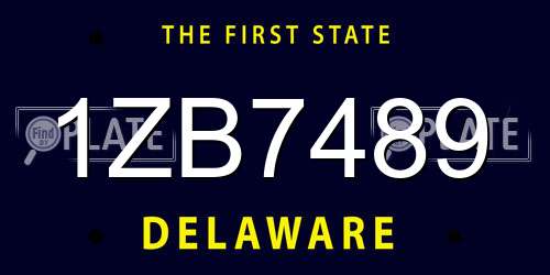 1ZB7489 Delaware License Plate