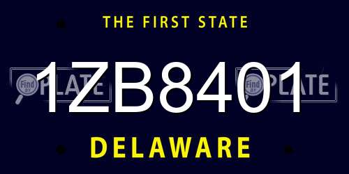 1ZB8401 Delaware License Plate
