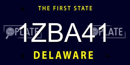 1ZBA41 Delaware License Plate
