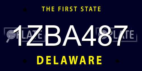 1ZBA487 Delaware License Plate
