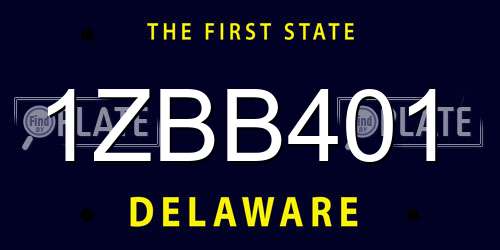 1ZBB401 Delaware License Plate