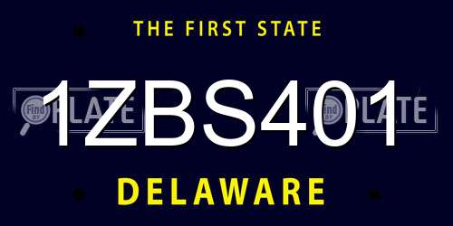 1ZBS401 Delaware License Plate