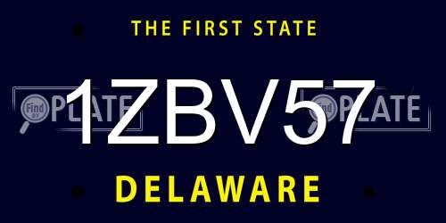 1ZBV57 Delaware License Plate