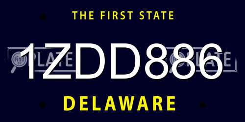 1ZDD886 Delaware License Plate