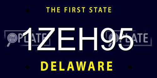 1ZEH95 Delaware License Plate