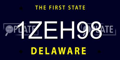 1ZEH98 Delaware License Plate