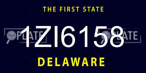 1ZI6158 Delaware License Plate