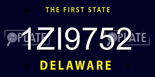 1ZI9752 Delaware License Plate