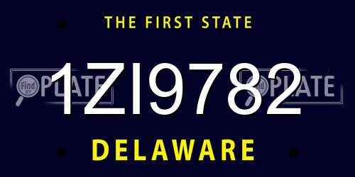 1ZI9782 Delaware License Plate