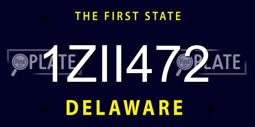 1ZII472 Delaware License Plate