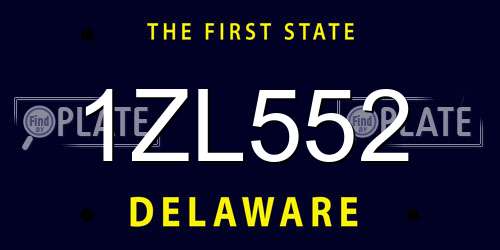 1ZL552 Delaware License Plate