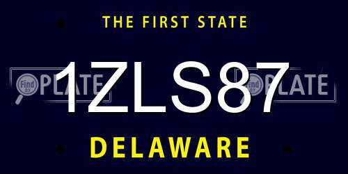 1ZLS87 Delaware License Plate