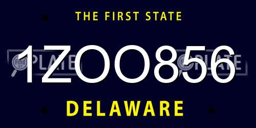 1ZOO856 Delaware License Plate