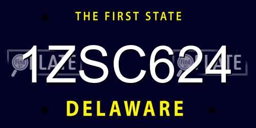 1ZSC624 Delaware License Plate