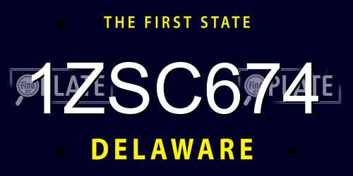 1ZSC674 Delaware License Plate