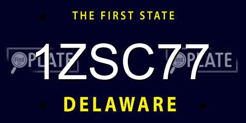 1ZSC77 Delaware License Plate