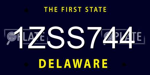 1ZSS744 Delaware License Plate