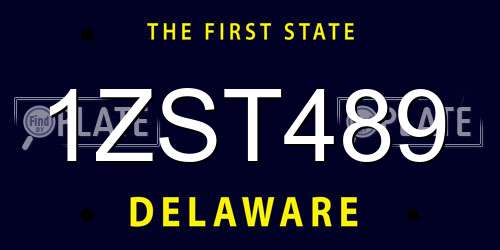 1ZST489 Delaware License Plate