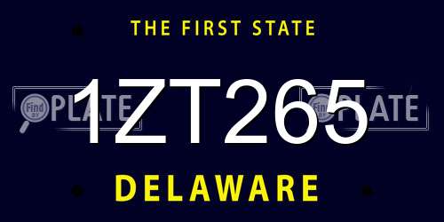 1ZT265 Delaware License Plate