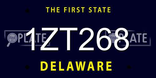 1ZT268 Delaware License Plate