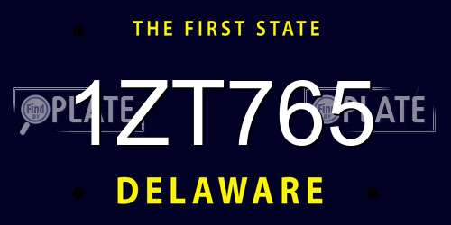 1ZT765 Delaware License Plate