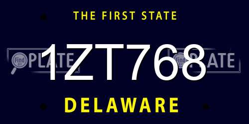 1ZT768 Delaware License Plate