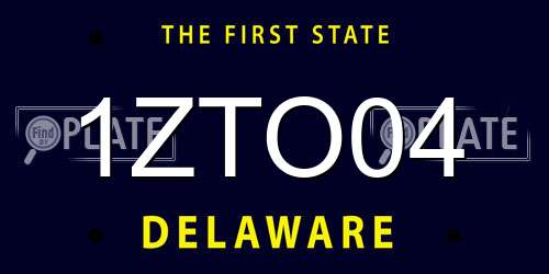 1ZTO04 Delaware License Plate