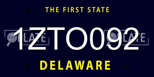1ZTO092 Delaware License Plate