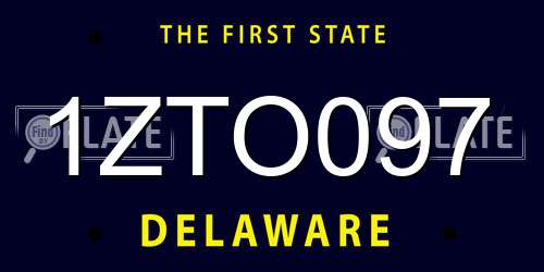 1ZTO097 Delaware License Plate