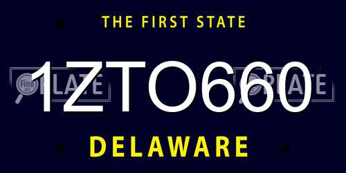 1ZTO660 Delaware License Plate